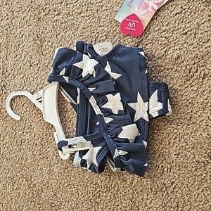 Foil Star Ruffle Bikini Blue
